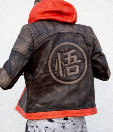 Mens Goku Hood Brown Leather Jacket