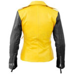 Women Yellow Brando Leather Jacket
