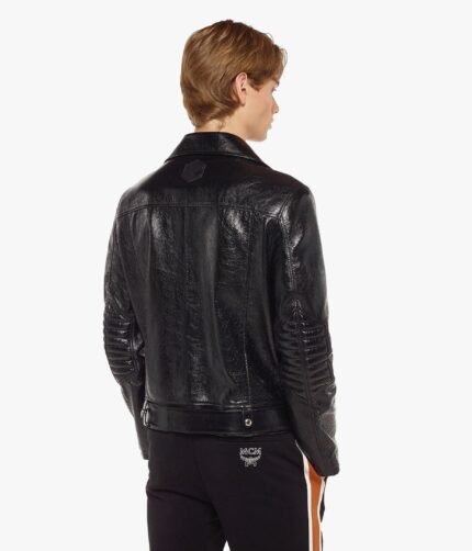 Mcm Black Biker Leather Jacket,