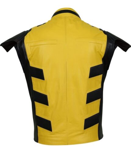 Men Yellow Leather Vest Shoulder Support