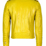 Motorcycle Cafe Racer Yellow Leather Jacket
