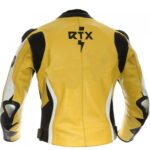 Men Yellow Bike Racer Leather Jacket