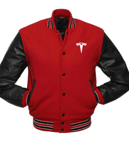 Men's Tesla Varsity Jacket, Varisty Jacket,red Varsity Jacket, Men Varsity Jacket, red jacket, red Varsity jacket, weleatherajcket, red varisty jacket, red tesla jacket, men red tesla jacket, polyester jacket, red varsity leather jacket,