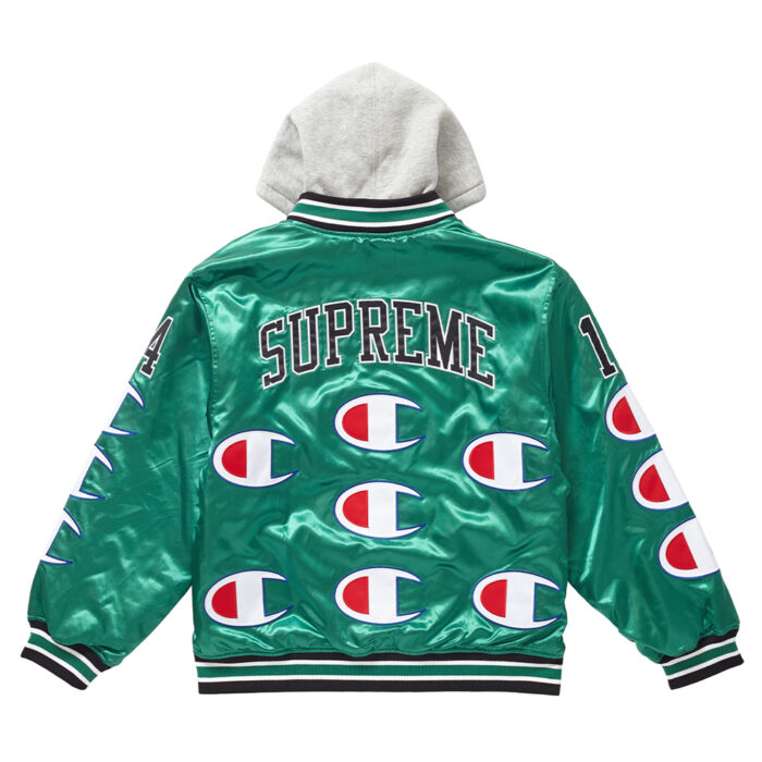 Supreme Green Champion Hooded Varsity Jacket