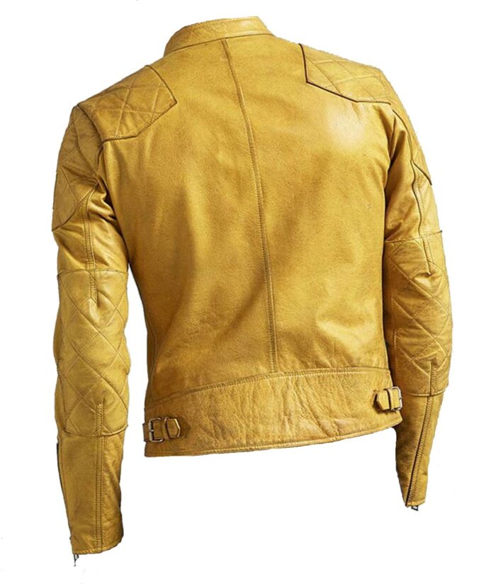 Mens Quilted Cafe Racer Yellow Jacket