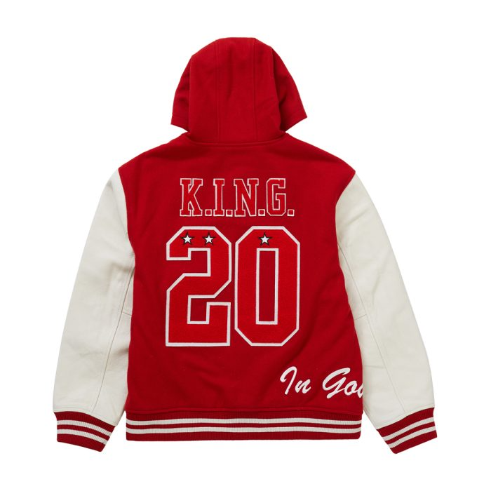 Supreme Red King Hooded Varsity Jacket