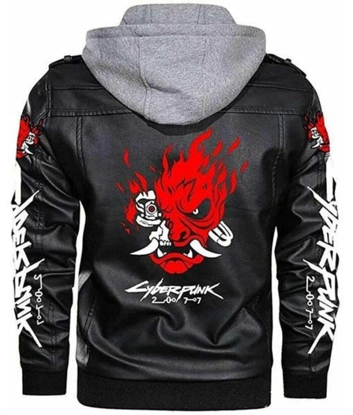 Cyberpunk Leather Black Hooded Jacket,