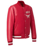 Men's MCM Red Varsity Jacket, leather jacket, varsity jacket, mens red varsity jacket, red leather jacket, red varsity jacket, mens wool leather jacket, mens red bomber jacket,red leather jacket, mens red leather jacket, weleatherjacket