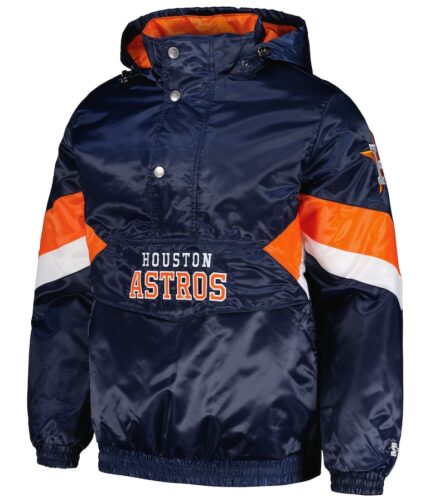 Men's Houston Astros Hooded Jacket, astros jacket, satin astros jacket, hooded astros jacket navy hooded jacket, satin hooded jacket, houston jacket, houston hooded jacket, weleatherjacket, mens jacket, mens astors jacket, mens houston jacket