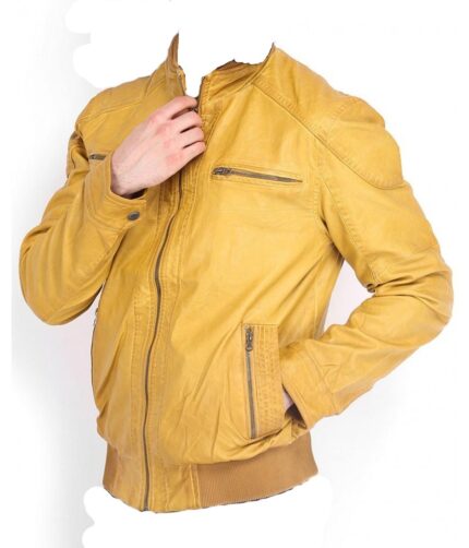 Mens Yellow Racer Bomber Jacket,yellow leather jacket, leather jacket, men jacket, men leather jacket, men yellow leather jacket, men yellow jacket,yellow brando leather jacket, men yellow brando jacket, shoulder support leather jacket, Scooter mens jacket,Sporty jacket, slim jacket, biking jacket devil skull leather jacket, skull leather jacket,vintage leather jacket, vintage skull leather jacket, yellow bomber jacket,racer bomber jacket