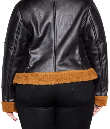 Fur Trim Meredith, Meredith Faux Leather Jacket , Fur Trim Meredith Faux Leather Jacket