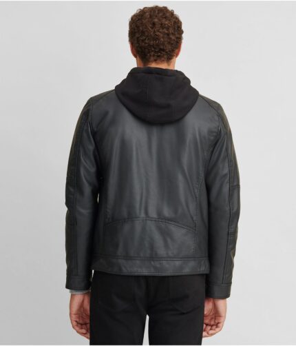 Men's Black Removable Hood Jacket