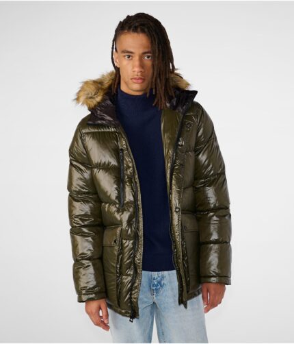 Men's Green Puffer Fur Hooded Jacket,men's jacket, men's Green jacket,men's nylon Green jacket,men's fur hooded jacket hooded jacket, men's hooded jacket, fur hood jacket, fur hooded jacket,men's hooded polyester jacket, Green hooded jacket, Green hooded polyester jacket, polyester jacket, weleatherjacket