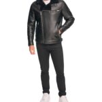 Men's Black Shearling Collar Jacket