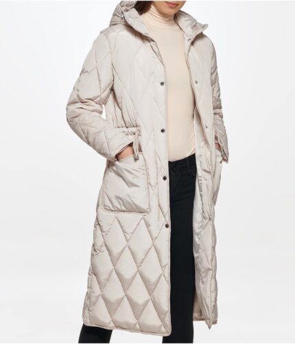 Women's Long Stadium Puffer Coat, white coat, white stadium coat, white hooded stadium coat, polyester coat,puffer coat, length coat, womens length coat,womens white coat, womens white hooded coat, long coat, womens long coat, womens white long coat, weleatherjacket