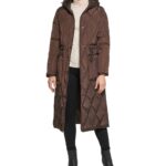 Women's Brown Long Stadium Puffer Coat, Brown coat, white stadium coat, Brown hooded stadium coat, polyester coat,puffer coat, length coat, womens length coat,womens Brown coat, womens Brown hooded coat, long coat, womens long coat, womens Brown long coat, brown puffer coat,brown stadium coat, weleatherjacket