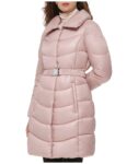 Women's Pink Polyester Belted Neck Jacket, belted jacket, women belted jacket,women belted leather jacket, leather jacket, Pink coat,Pink stadium coat,Pink hooded stadium coat, polyester coat,puffer coat, length coat, womens length coat,womens Pink coat, womens Pink hooded coat, long coat, womens long coat, womens Pink long coat, Pink puffer coat,Pink stadium coat, pink belted coat