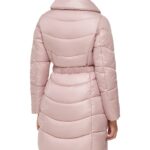 Women's Pink Polyester Belted Neck Jacket