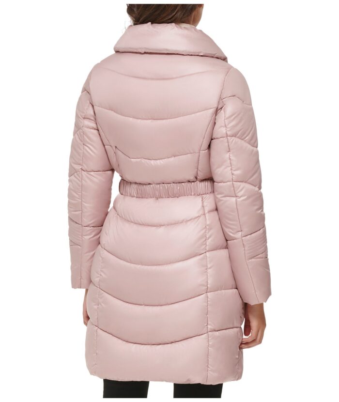 Women's Pink Polyester Belted Neck Jacket