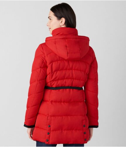 Women's Red Quilted Hooded Jacket,