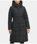 Women's Black Polyester Down Coat, womens jacket, polyester jacket, womens long jacket, Black jacket, Black polyester jacket, womens polyester jacket, womens Black polyester Jacket, Black long jacket, hooded jacket, polyester hooded jacket, Black hooded jacket, polyester hooded jacket, quilted jacket,long jacket,womens quilted jacket, belted jacket, removable fur jacket, removable fur hood jacket, removable jacket, removable polyester jacket, down coat, black polyester down coat, womens black down coat, weleatherjacket