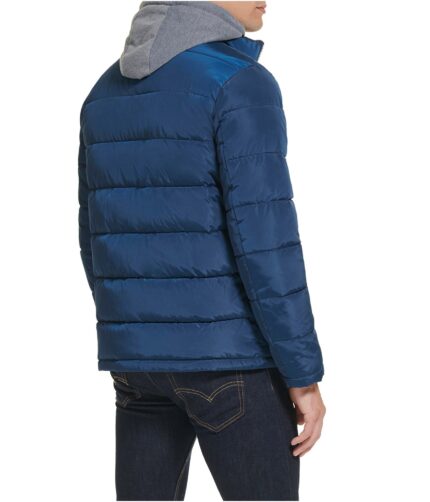 Blue Hooded Memory Puffer Jacket