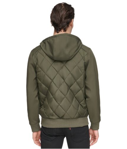 Men's Olive Polyester Bomber Jacket