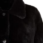 Black Genuine Shearling, Shearling Leather Coat, Black Genuine Shearling Leather Coat