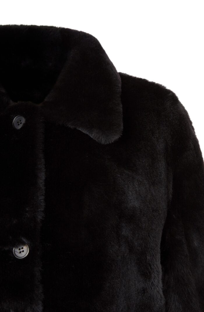 Black Genuine Shearling, Shearling Leather Coat, Black Genuine Shearling Leather Coat