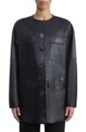 Black Four Pocket,Pocket Overcoat Leather,Black Four Pocket Overcoat Leather