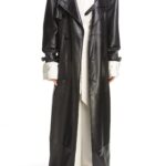 Long Classic Plunge,Plunge Trench Leather Coat, Long Classic Plunge Trench Leather Coat