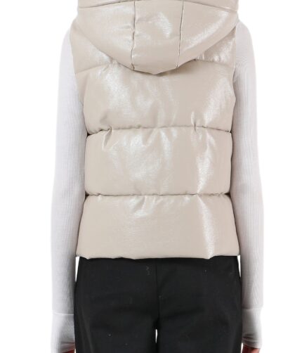 Vest Faux Leather, Hooded Puffer, Puffer Vest Faux Leather