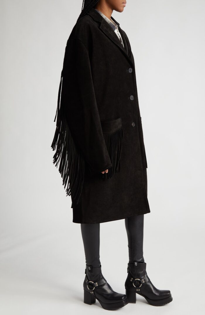 Suede Coat , Fringe Suede Coat, Coat Oversized, Fringe Suede Coat Oversized