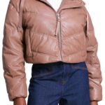 Hooded Crop, Water Resistant, Faux Leather Jacket, Hooded Crop Water Resistant Faux Leather Jacket