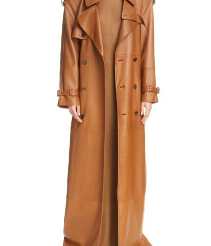 Glace Long Plunge, Plunge Trench Leather Coat, Glace Long Plunge Trench Leather Coat