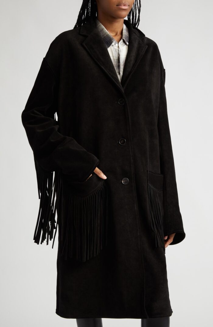 Suede Coat , Fringe Suede Coat, Coat Oversized, Fringe Suede Coat Oversized