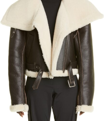 Shearling Crop Moto Leather Jacket, Shearling Crop Moto, Moto Leather Jacket