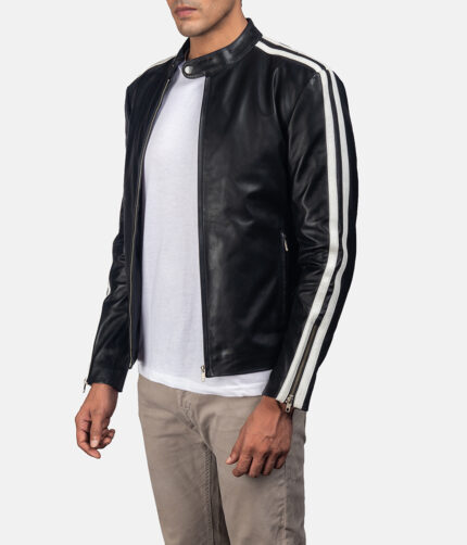 Black Racing Leather Jacket,black jacket, black leather jacket, leather jacket, men's jacket, men's leather jacket, racing jacket, racing leather jacket, black racing jacket, weleatherjacket