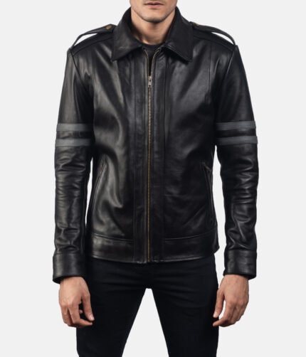 Armstrong Black Leather Biker Jacket, black jacket, black leather jacket, leather jacket, men's jacket, men's leather jacket, racing jacket, racing leather jacket, black racing jacket, armstrong jacket, armstrong leather jacket, armstrong black jacket