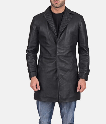 Men's Infinity Black Leather Coat, leather coat, infinity coat, black coat, leather coat, black leather coat, men's coat, infinity black coat, weleatherjacket