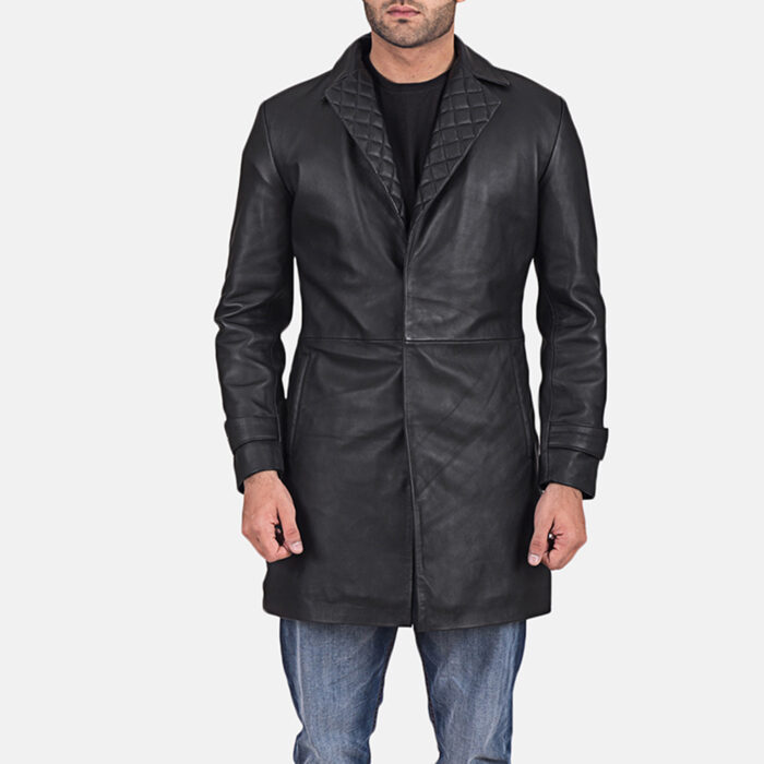 Men's Infinity Black Leather Coat, leather coat, infinity coat, black coat, leather coat, black leather coat, men's coat, infinity black coat, weleatherjacket