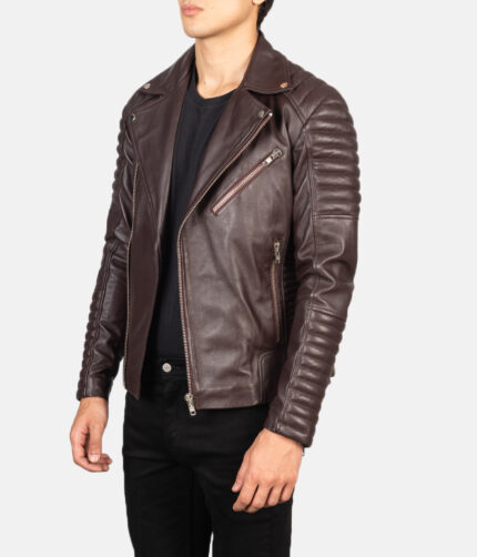 Men's Lapel Collar Leather Jacket, men's jacket, men's leather jacket, leather jacket,maroon jacket,maroon leather jacket, lapel collar jacket, lapel jacket, weleatherjacket