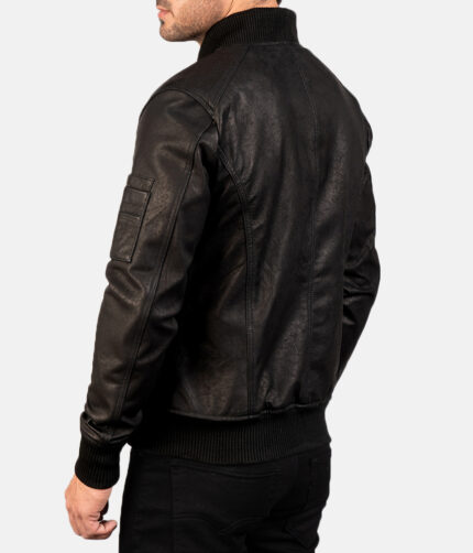 Bomia Distressed Black Bomber Jacket