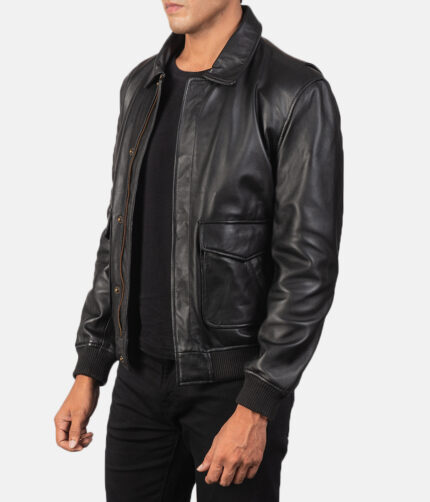 Coffmen Black Bomber Jacket, coffmen jacket, coffmen leather jacket,black jacket, black bomber jacket, bomber leather jacket, bomber jacket, black leather jacket, weleatherjacket