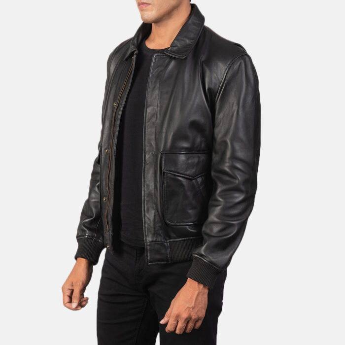 Coffmen Black Bomber Jacket, coffmen jacket, coffmen leather jacket,black jacket, black bomber jacket, bomber leather jacket, bomber jacket, black leather jacket, weleatherjacket