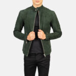 Men's Green Quilted Leather Jacket