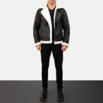 Francis Black Bomber Leather Jacket,Bomber Black,Francis Black Jacket,Black leather jacket.