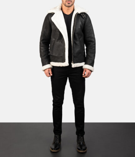 Francis Black Bomber Leather Jacket,Bomber Black,Francis Black Jacket,Black leather jacket.