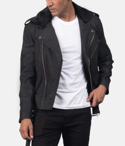 Black Distressed Fur Leather Jacket, men's jacket, men's leather jacket, leather jacket,black jacket, black leather jacket,men's jacket, men's leather jacket, leather jacket,black jacket, black leather jacket,weleatherjacket, distressed jacket, distressed black jacket,