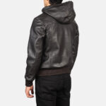 Men's Brown Hooded Leather Jacket